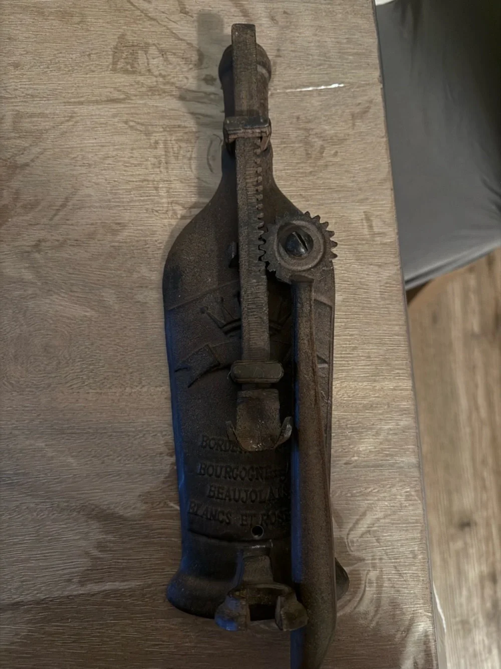 Antique-Style Black Wall-Mount Bottle Opener with Gear Detail